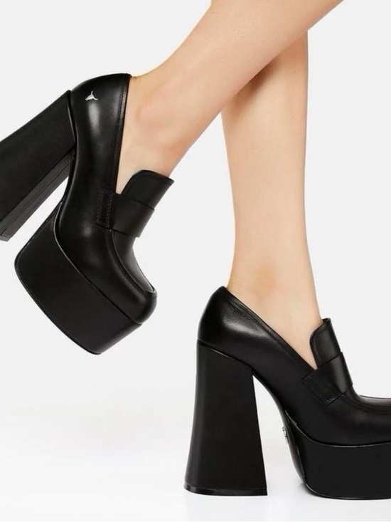 Windsor Smith Black Platform Block Heel Loafers - Picture 5 of 5